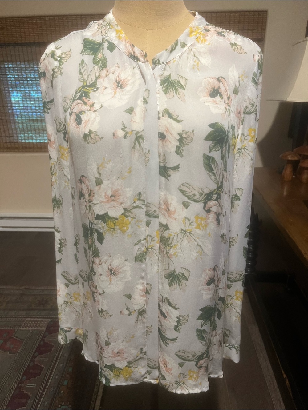 Joie White Floral Button-Front Blouse